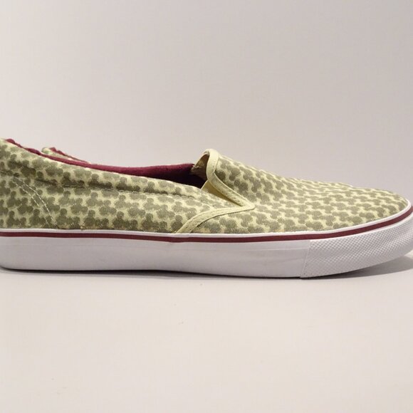 Disney Parks Mickey Mouse Print Green Slip On Shoes Loafers Sz M11 Canvas Casual - Picture 1 of 8